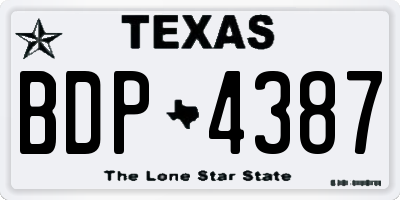 TX license plate BDP4387