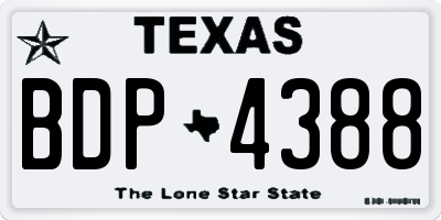 TX license plate BDP4388