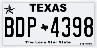TX license plate BDP4398