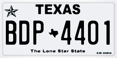 TX license plate BDP4401