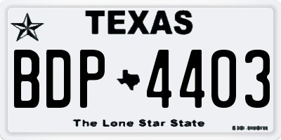 TX license plate BDP4403