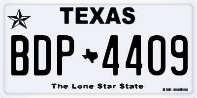 TX license plate BDP4409