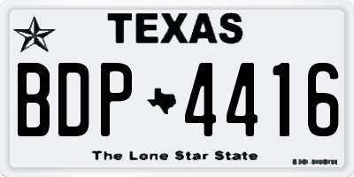 TX license plate BDP4416
