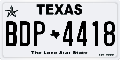 TX license plate BDP4418