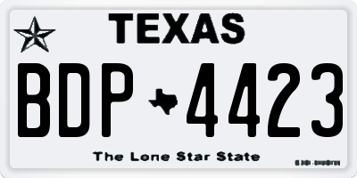 TX license plate BDP4423