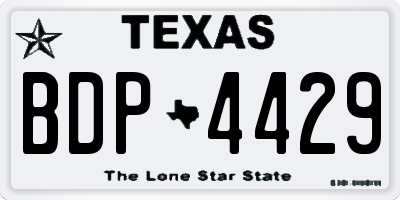 TX license plate BDP4429