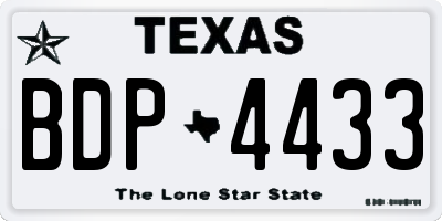 TX license plate BDP4433
