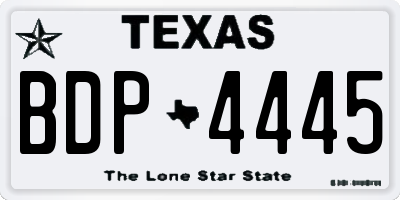 TX license plate BDP4445
