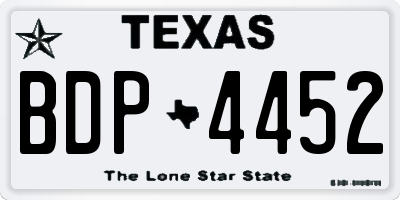 TX license plate BDP4452