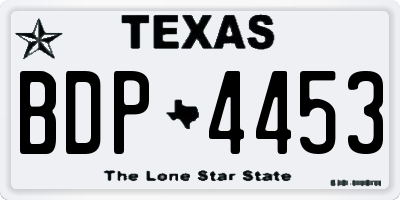 TX license plate BDP4453