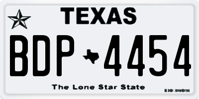TX license plate BDP4454