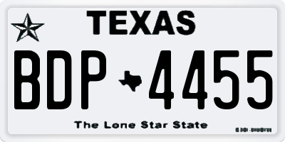 TX license plate BDP4455