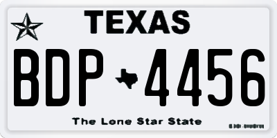 TX license plate BDP4456