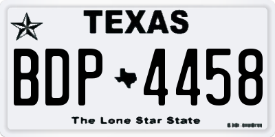 TX license plate BDP4458