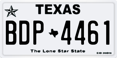 TX license plate BDP4461
