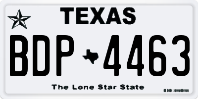TX license plate BDP4463