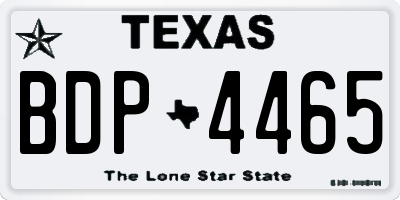 TX license plate BDP4465