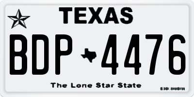 TX license plate BDP4476