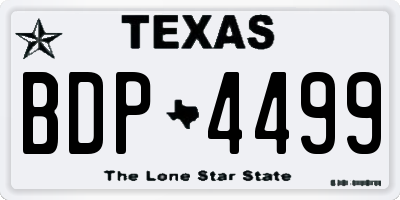 TX license plate BDP4499