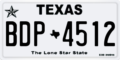 TX license plate BDP4512