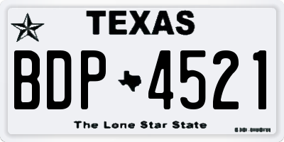 TX license plate BDP4521