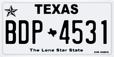 TX license plate BDP4531