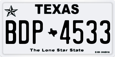 TX license plate BDP4533