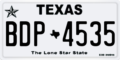 TX license plate BDP4535