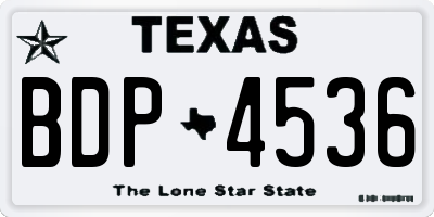 TX license plate BDP4536