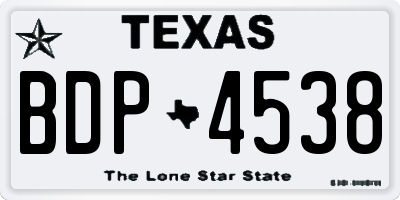 TX license plate BDP4538