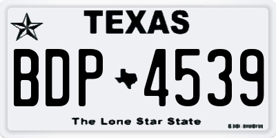 TX license plate BDP4539