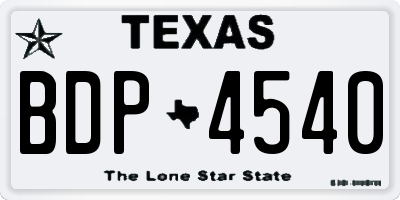 TX license plate BDP4540