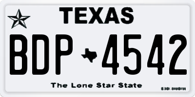TX license plate BDP4542
