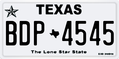 TX license plate BDP4545