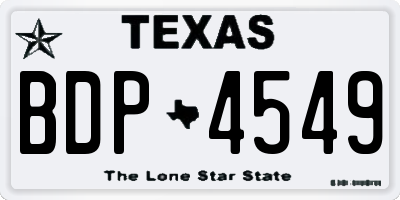 TX license plate BDP4549