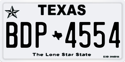 TX license plate BDP4554