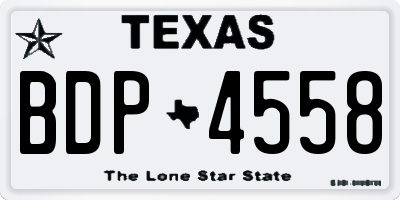 TX license plate BDP4558