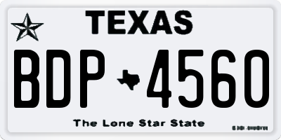 TX license plate BDP4560