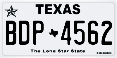 TX license plate BDP4562