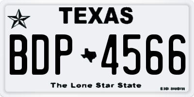 TX license plate BDP4566