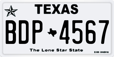 TX license plate BDP4567