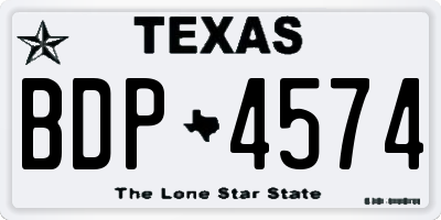 TX license plate BDP4574