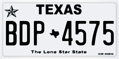 TX license plate BDP4575