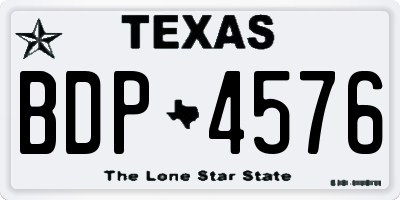 TX license plate BDP4576