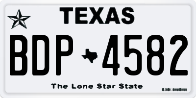 TX license plate BDP4582