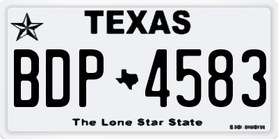TX license plate BDP4583