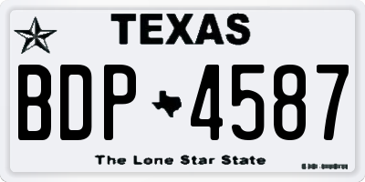 TX license plate BDP4587