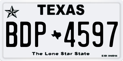 TX license plate BDP4597