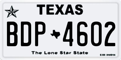 TX license plate BDP4602