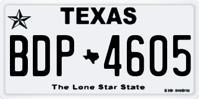 TX license plate BDP4605